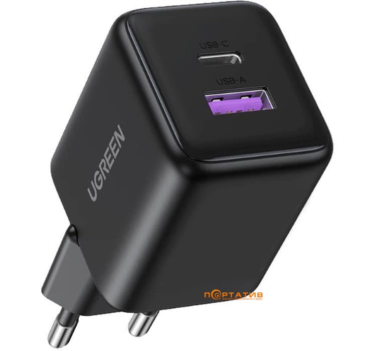 UGREEN 30W 2-Port GaN Fast Charger Black (65014)