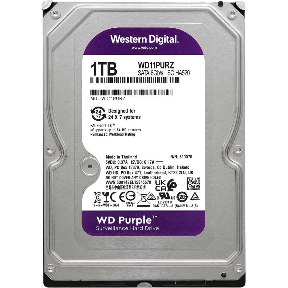 WD Purple Surveillance HDD 1TB (WD11PURZ)
