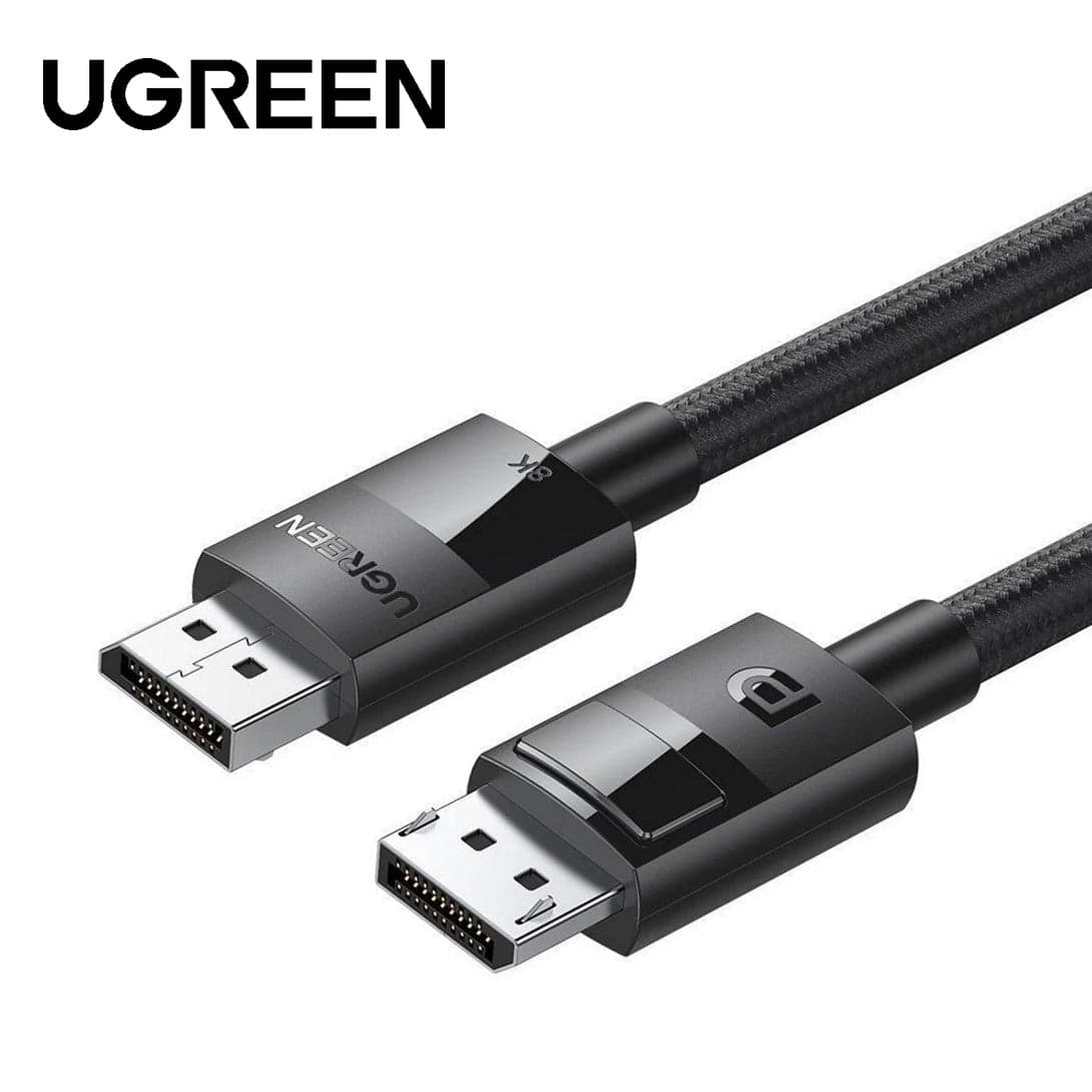 UGreen DP 1.4 Plastic Case Braided Cable 1080P@240Hz/2K@165Hz/4K@144Hz/8K@60Hz 1m (Black) (80390)