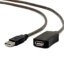 USB 2.0 Active Extension Cable with USB for Power 480Mbps 5m (Black, box) (20213)