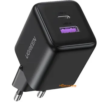 UGREEN 30W 2-Port GaN Fast Charger Black (65014)