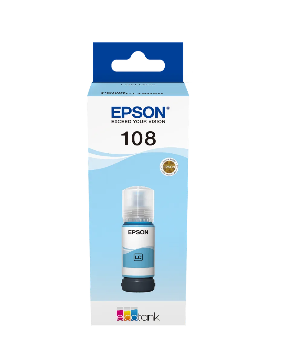 Epson 108 EcoTank Light Cyan Ink Bottle (L8050, L18050)